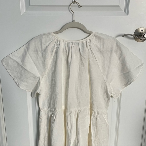 New! Madewell Cream Linen-Blend Flutter-Sleeve Tiered Mini Dress 35249 - Picture 10 of 15